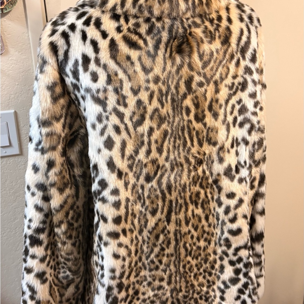 “Midnight Velvet Leopard Animal Print Faux Fur Coat Jacket XL Glam Chic NWT”